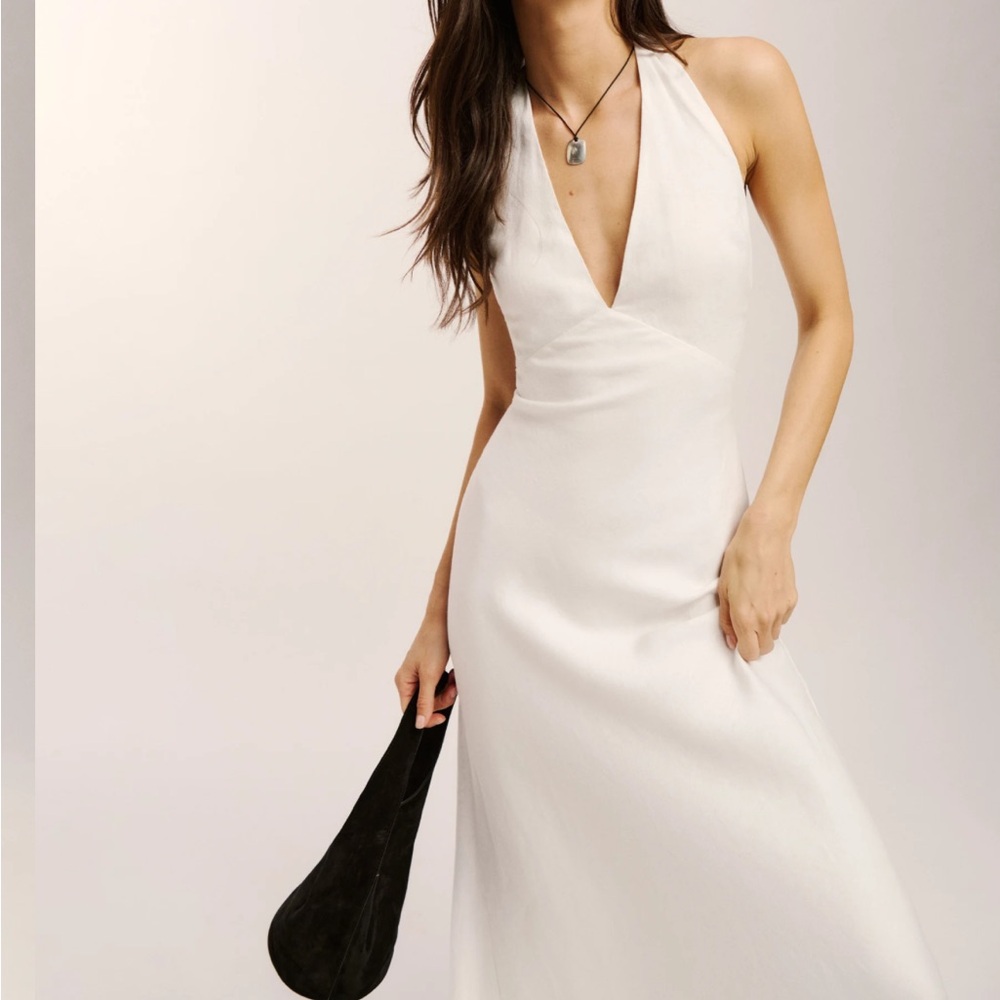 Reformation Delilah Linen Dress Size 4 White